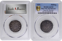 1652 Pine Tree Shilling. Small Planchet. Noe-16, Salmon 2-B, W-835. Rarity-2. AU-53 (PCGS).

70.83 grains. It is difficult for us to imagine a more ...