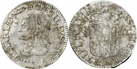 Undated (ca. 1658) Lord Baltimore Shilling. Hodder 1-A, W-1080. Rarity-6. Large Bust, MARIAE. AU Details--Scratch (PCGS).

With bold AU definition, ...
