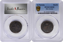 Undated (ca. 1652-1674) St. Patrick Farthing. Martin 1c.22-Ba.9, W-11500. Rarity-7-. Copper. Nothing Below King. VF-25 (PCGS).

81.4 grains. Medium ...