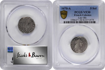 1670-A 5 Sols. Paris Mint. Martin 6-D, Lecompte-186, Hodder-3, W-11605. Rarity-4 (for type). VF-30 (PCGS).

Remarkably for a type that is usually kn...
