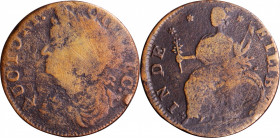 1787 Connecticut Copper. Miller 16.5-p, W-3030. Rarity-7-. Draped Bust Left. Very Good, Old Scratches.

148.0 grains. A well defined piece for the g...