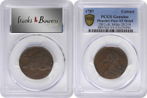 1787 Connecticut Copper. Miller 29.2-N, W-3165. Rarity-6-. Draped Bust Left. EF Details--Planchet Flaw (PCGS).

141.6 grains. Lovely light chocolate...