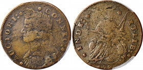 1787 Connecticut Copper. Miller 33.21-EE, W-3700. Rarity-7. Draped Bust Left. VF-25 (PCGS).

An exciting offering for the Connecticut copper variety...