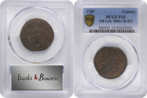 1787 Connecticut Copper. Miller 36-ff.2, W-4075. Rarity-6+. Draped Bust Left, ETLIR. Fine-15 (PCGS).

139.2 grains. A challenging variety that is mo...
