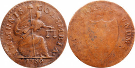 Electrotype Copy 1786 Immunis Columbia / New Jersey Shield Copper. Unknown Muling of Dies. "Maris 3-f."

134.88 grains. Quite sharply defined throug...
