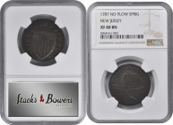 1787 New Jersey Copper. Maris 6-D, W-5050. Rarity-2. No Sprig Above Plow, Double Coulter. EF-40 BN (NGC).

This well centered and overall sharp exam...