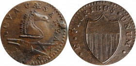 1786 New Jersey Copper. Maris 16-L, W-4840. Rarity-2. Straight Plow Beam, Protruding Tongue. EF Details--Environmental Damage (PCGS).

140.76 grains...