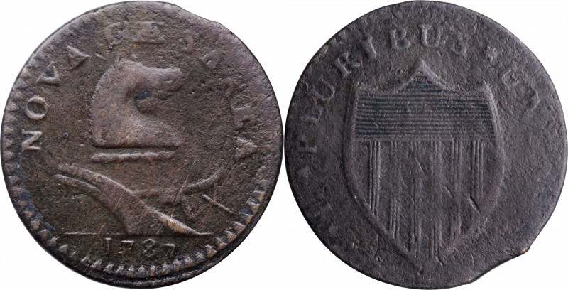 1787 New Jersey Copper. Maris 37-J, W-5140. Rarity-5+. No Sprig Above Plow, Goit...