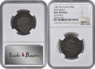 1787 New Jersey Copper. Maris 43-d, W-5225. Rarity-1. No Sprig Above Plow. Unc Details--Cleaned (NGC).

152.5 grains. Steely-brown and pale rose pat...