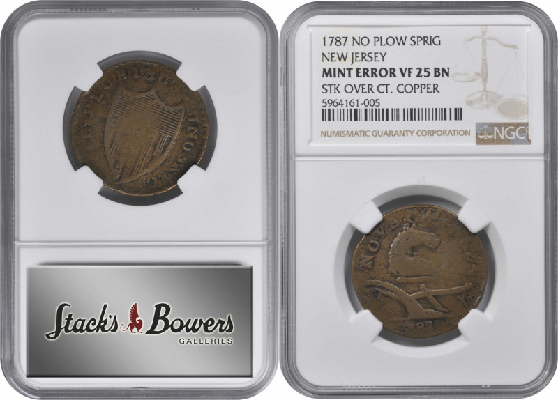 1787 New Jersey Copper. Maris 56-n, W-5310. Rarity-1. No Sprig Above Plow, Camel...