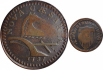 1787 New Jersey Copper. Maris 59-o, W-5325. Rarity-5+. No Sprig Above Plow, Sawtooth. VF-20 (PCGS).

141.38 grains. A bold and engaging piece for bo...