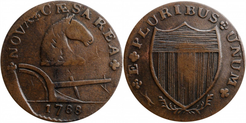 1788 New Jersey Copper. Maris 75-bb. Rarity-4. Head Right, Running Fox Before Le...