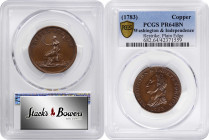 "1783" (1860) Washington Draped Bust Copper. Restrike. Musante GW-107, Baker-3, var., Vlack 17-L, W-Unlisted. Copper. Plain Edge. Proof-64 BN (PCGS)....