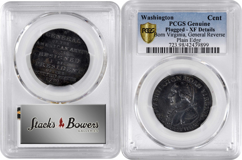 "1789" (ca. 1792) Washington Born Virginia Copper. Legend Reverse. Musante GW-33...
