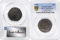 1795 Washington Liberty and Security Halfpenny. Musante GW-48, Baker-31A, W-11005. ASYLUM Edge. EF-40 (PCGS).

A marbling of deep copper and antique...