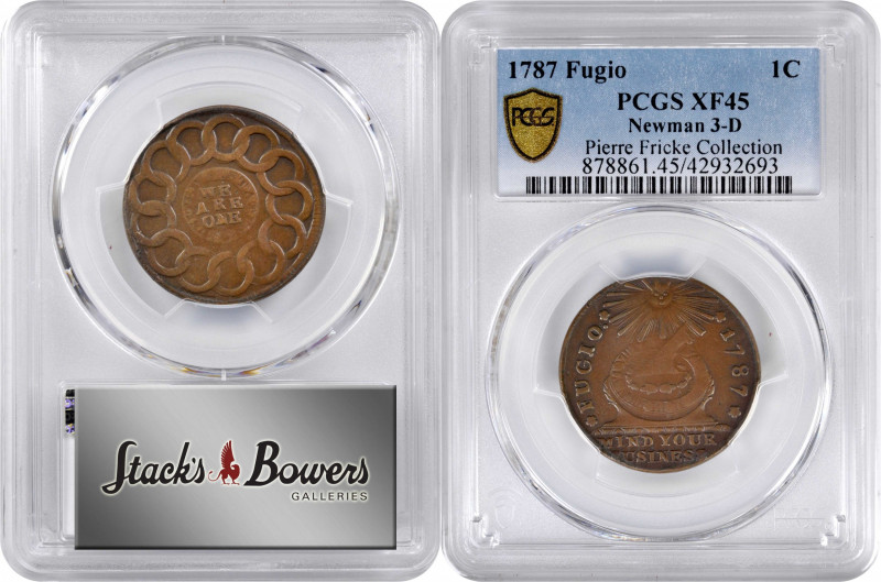 1787 Fugio Copper. Club Rays. Newman 3-D, W-6680. Rarity-3. Rounded Ends. EF-45 ...