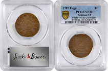 1787 Fugio Copper. Pointed Rays. Newman 9-P, W-6755. Rarity-4. STATES UNITED, 4 Cinquefoils. VF-30 (PCGS).

An appealing piece with ideal light gold...