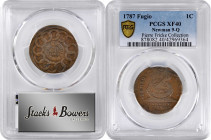 1787 Fugio Copper. Pointed Rays. Newman 9-Q, W-6760. Rarity-5. STATES UNITED, 4 Cinquefoils. EF-40 (PCGS).

A noteworthy specimen of this scarce and...