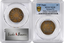 1787 Fugio Copper. Pointed Rays. Newman 9-S, W-6765. Rarity-6. STATES UNITED, 4 Cinquefoils. VG-10 (PCGS).

As described in our sale of the Rob Retz...