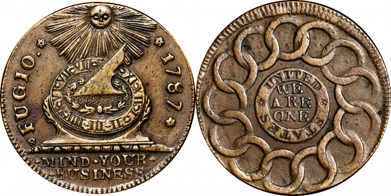 1787 Fugio Copper. Pointed Rays. Newman 11-A, W-6780. Rarity-6. UNITED Above, ST...
