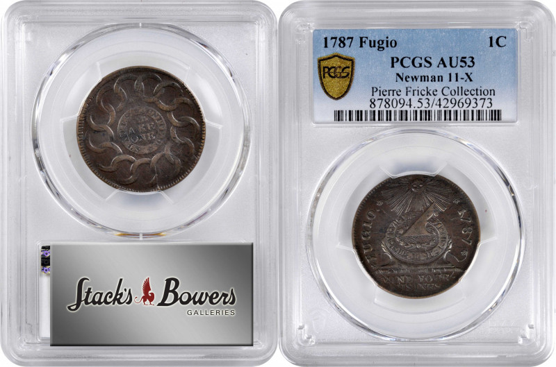 1787 Fugio Copper. Pointed Rays. Newman 11-X, W-6790. Rarity-4. STATES UNITED, 4...