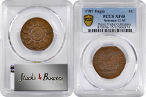 1787 Fugio Copper. Pointed Rays. Newman 12-M, W-6800. Rarity-3. STATES UNITED, 4 Cinquefoils. EF-45 (PCGS).

A very high grade example of this fairl...