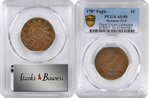 1787 Fugio Copper. Pointed Rays. Newman 12-S, W-6805. Rarity-5. STATES UNITED, 4 Cinquefoils. AU-50 (PCGS).

A lovely example of this scarce die var...