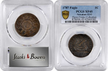 1787 Fugio Copper. Pointed Rays. Newman 12-U, W-6810. Rarity-4. STATES UNITED, 4 Cinquefoils. EF-45 (PCGS).

A bold and pleasing coin with glossy da...