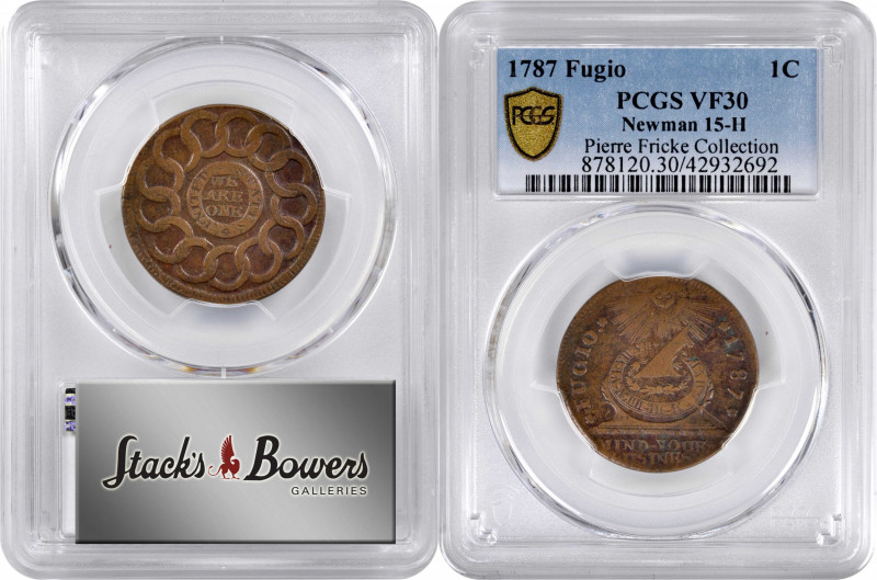 1787 Fugio Copper. Pointed Rays. Newman 15-H, W-6890. Rarity-4. UNITED STATES, 4...