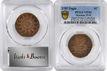 1787 Fugio Copper. Pointed Rays. Newman 15-H, W-6890. Rarity-4. UNITED STATES, 4 Cinquefoils. VF-30 (PCGS).

An infrequently seen die variety and he...