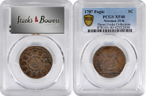 1787 Fugio Copper. Pointed Rays. Newman 15-K, W-6900. Rarity-6. STATES UNITED, 4 Cinquefoils. EF-40 (PCGS).

A choice example of this elusive variet...