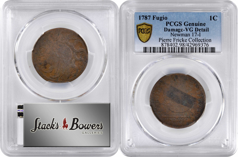 1787 Fugio Copper. Pointed Rays. Newman 17-I, W-6930. Rarity-7. UNITED STATES, 4...