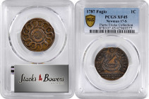 1787 Fugio Copper. Pointed Rays. Newman 17-S, W-6935. Rarity-3. STATES UNITED, 4 Cinquefoils. EF-45 (PCGS).

Very attractive dark chocolate-brown wi...