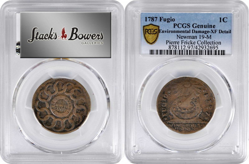 1787 Fugio Copper. Pointed Rays. Newman 19-M, W-6970. Rarity-6. STATES UNITED, 4...