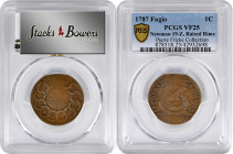 1787 Fugio Copper. Pointed Rays. Newman 19-Z, W-6975. Rarity-5. STATES UNITED, Label With Raised Rims, Large Letters in WE ARE ONE. VF-25 (PCGS).

A...