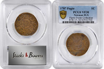 1787 Fugio Copper. Pointed Rays. Newman 20-X, W-7000. Rarity-5. STATES UNITED, 4 Cinquefoils. VF-30 (PCGS).

Quite a wholesome example of this scarc...