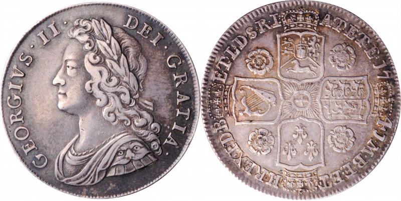 Great Britain. 1741/39 George II Half Crown. Spink-3693, KM-574.3. D. QVARTO Edg...