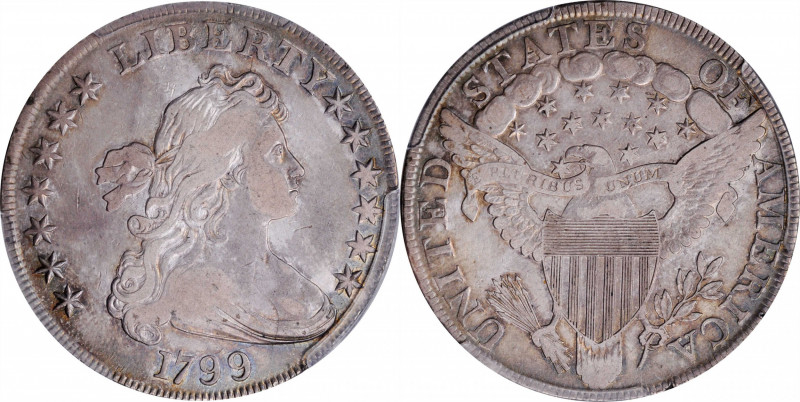 1799 Draped Bust Silver Dollar. BB-158, B-16. Rarity-2. VF Details--Cleaning (PC...