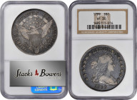 1799 Draped Bust Silver Dollar. BB-167, B-14. Rarity-3. VF-30 (NGC).

Endearing steel-gray patina blankets both sides, the color with an iridescent ...