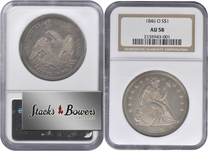 1846-O Liberty Seated Silver Dollar. OC-1, the only known dies. Rarity-2. AU-58 ...