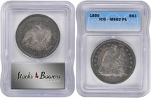 1850 Liberty Seated Silver Dollar. OC-1. Top 30 Variety. Rarity-3. Repunched Date. MS-62 PL (ICG).

A remarkably vivid, exceptionally attractive exa...