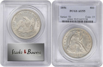 1856 Liberty Seated Silver Dollar. OC-1, the only known dies. Rarity-2. Repunched Date. AU-55 (PCGS).

A seldom offered 1850s silver dollar issue in...