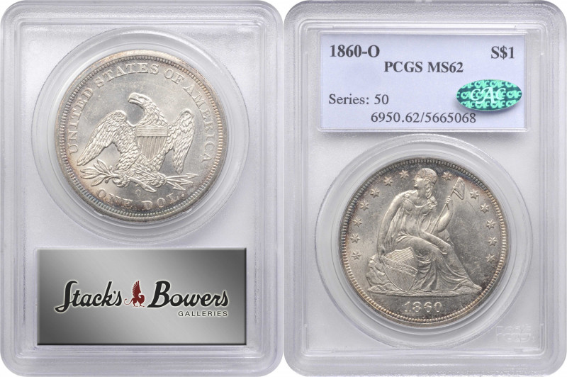 1860-O Liberty Seated Silver Dollar. OC-2. Rarity-1. MS-62 (PCGS). CAC.

Highl...