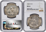 1860-O Liberty Seated Silver Dollar. OC-3. Rarity-3-. MS-61 (NGC).

Lightly toned in pale silver with wisps of iridescent olive, this satiny and bol...