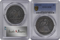 1870-CC Liberty Seated Silver Dollar. OC-1. Rarity-4-. Wide CC. EF-40 (PCGS).

This pleasing piece exhibits a moderate overlay of argent-gray toning...
