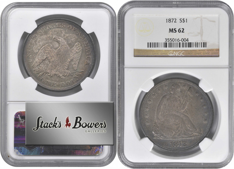 1872 Liberty Seated Silver Dollar. OC-1. Rarity-3. MS-62 (NGC).

This undeniab...