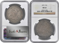 1872 Liberty Seated Silver Dollar. OC-1. Rarity-3. MS-62 (NGC).

This undeniably original example exhibits a blanket of rich copper-gray patina to t...