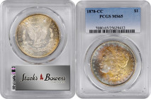 1878-CC Morgan Silver Dollar. MS-65 (PCGS).

A beautifully toned Gem with bulls-eye obverse toning in powder blue, pinkish-rose and orange-gold irid...