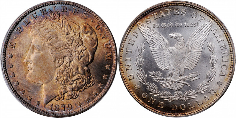 1879 Morgan Silver Dollar. MS-66 (PCGS).

This beautifully toned Gem exhibits ...