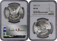 1881-S Morgan Silver Dollar. MS-68 (NGC).

Simply exquisite quality in a Morgan silver dollar, this no questions Superb Gem is brilliant, pristine a...